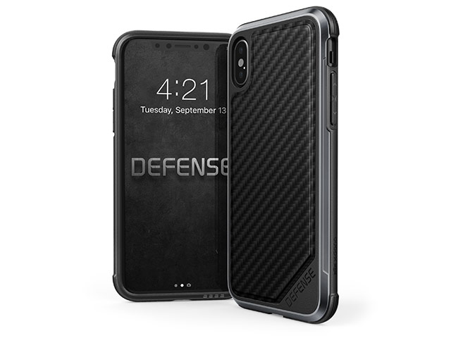 Чехол X-doria Defense Lux для Apple iPhone X (Black Carbon, маталлический)