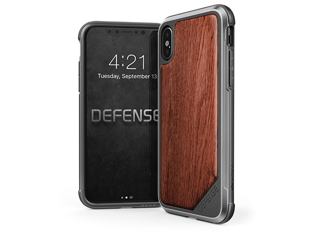 Чехол X-doria Defense Lux для Apple iPhone X (Wood, маталлический)