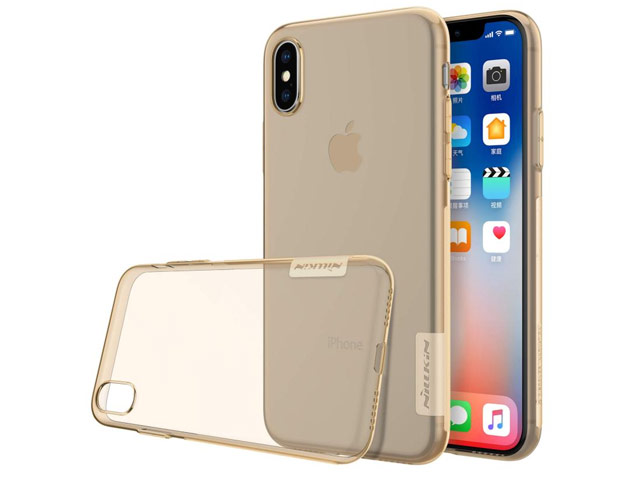 Чехол Nillkin Nature case для Apple iPhone X (золотистый, гелевый)