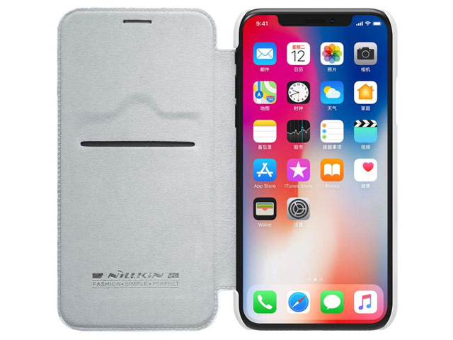 Чехол Nillkin Qin leather case для Apple iPhone X (белый, кожаный)
