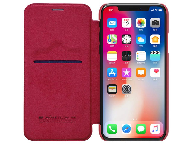 Чехол Nillkin Qin leather case для Apple iPhone X (красный, кожаный)