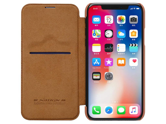 Чехол Nillkin Qin leather case для Apple iPhone X (коричневый, кожаный)