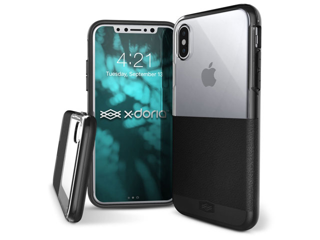 Чехол X-doria Dash case для Apple iPhone X (черный, кожаный)