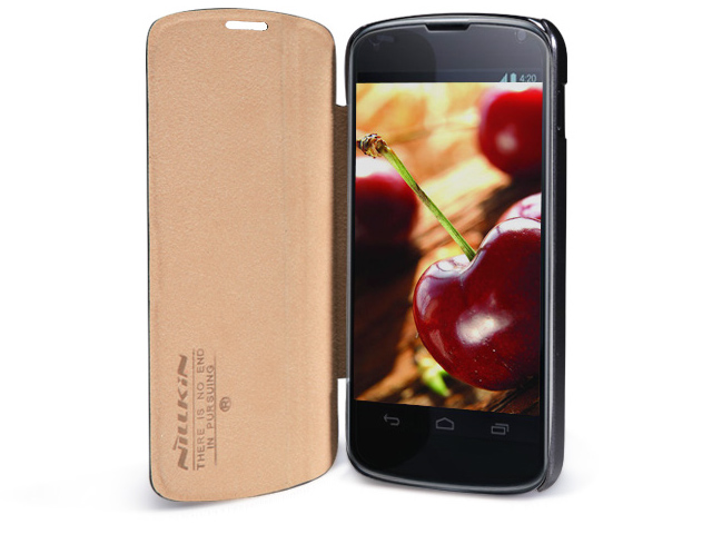 Чехол Nillkin Side leather case для LG Google Nexus 4 E960 (черный, кожанный)