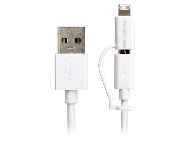 USB-кабель X-Doria Two-in-one Cable (Lightning, microUSB, белый, 1 м, MFi)