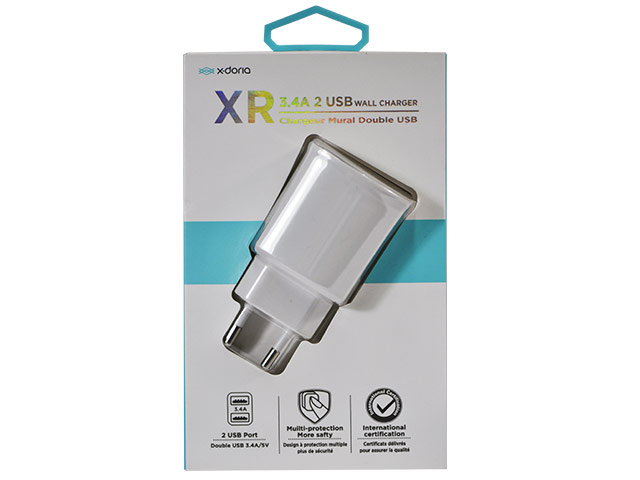 Зарядное устройство X-Doria XR Wall Charger универсальное (сетевое, 3.4A, 2xUSB, белое)