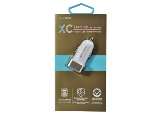 Зарядное устройство X-Doria XC Car Charger универсальное (автомобильное, 3.4A, 2xUSB, белое)