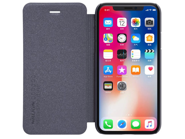 Чехол Nillkin Sparkle Leather Case для Apple iPhone X (темно-серый, винилискожа)