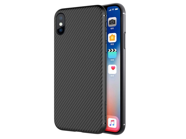 Чехол Nillkin Synthetic fiber для Apple iPhone X (черный, карбон)