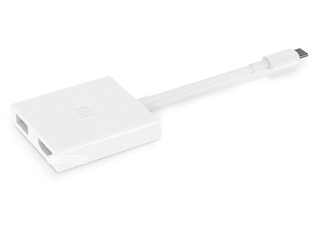 Адаптер Xiaomi USB-C to HDMI Adapter универсальный (USB Type C, HDMI, USB, белый)