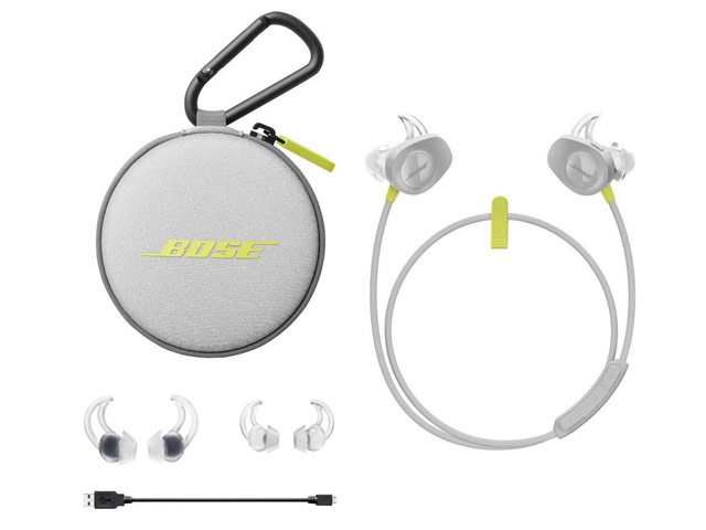 Наушники Bose SoundSport Wireless универсальные (беспроводные, белые/желтые, микрофон)