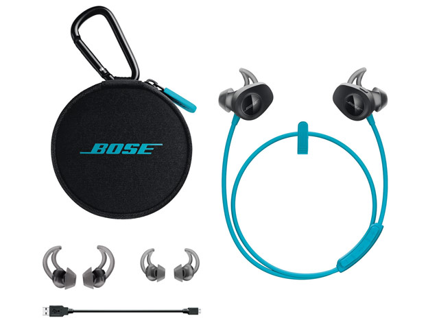 Наушники Bose SoundSport Wireless универсальные (беспроводные, черные/голубые, микрофон)
