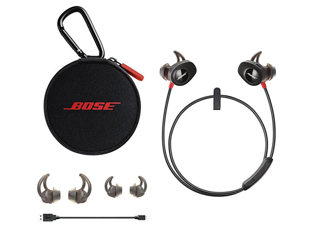 Наушники Bose SoundSport Pulse Wireless универсальные (беспроводные, черные/красные, микрофон)