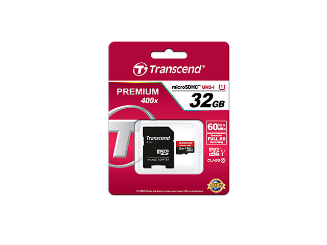 Флеш-карта Transcend microSDHC (32Gb, microSD, Class 10 U1, SD-адаптер)