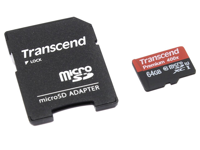 Флеш-карта Transcend microSDHC (64Gb, microSD, Class 10 U1, SD-адаптер)