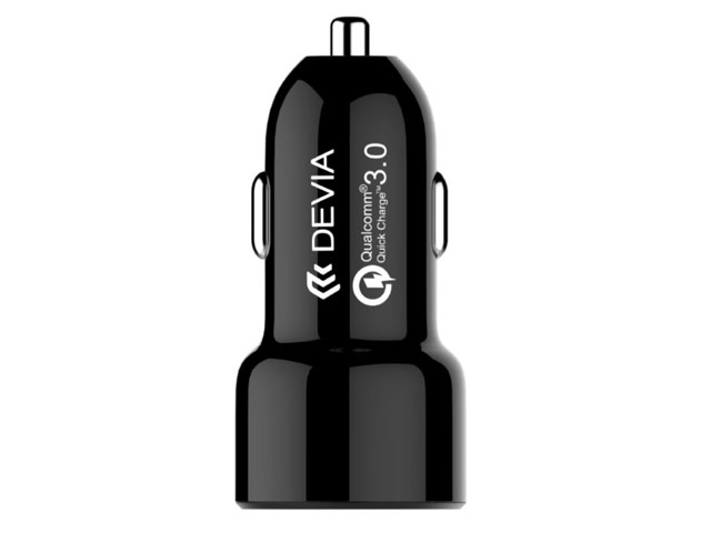 Зарядное устройство Devia Quick Charge универсальное (автомобильное, 3A, QC 3.0, 2xUSB, черное)