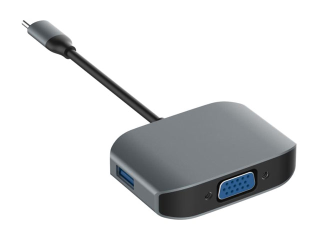 USB-хаб Comma Clian VGA Adapter универсальный (USB Type C, 2xUSB, USB 3.0, VGA, темно-серый)