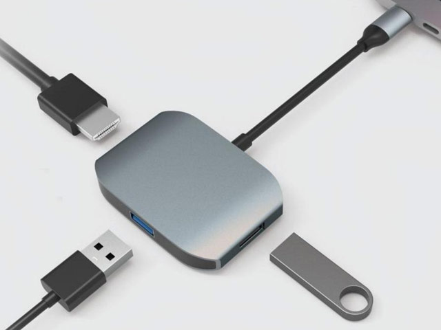 USB-хаб Comma Clian HDMI Adapter универсальный (USB Type C, 2xUSB, USB 3.0, HDMI, темно-серый)