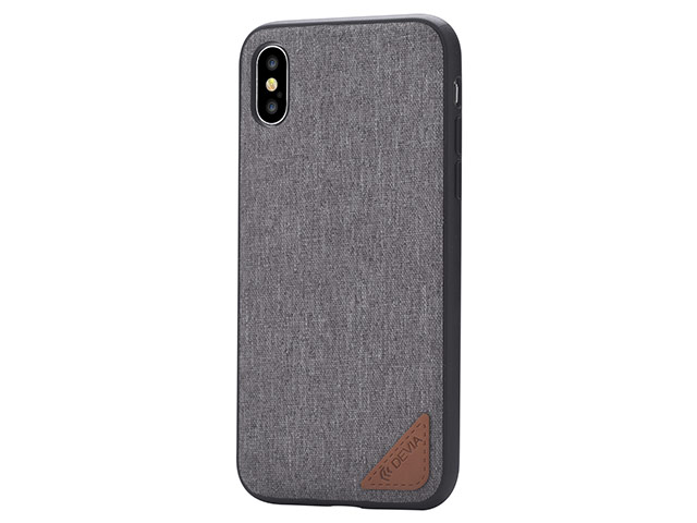 Чехол Devia Acme case для Apple iPhone X (серый, матерчатый)