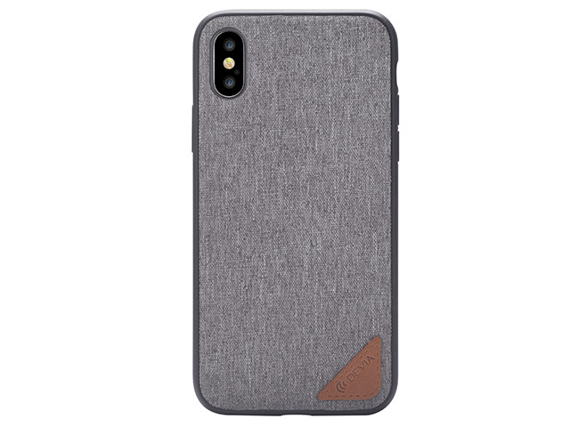 Чехол Devia Acme case для Apple iPhone X (серый, матерчатый)