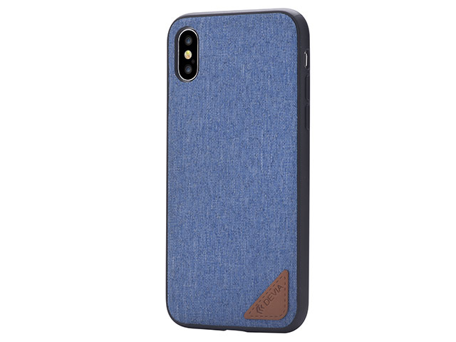 Чехол Devia Acme case для Apple iPhone X (синий, матерчатый)