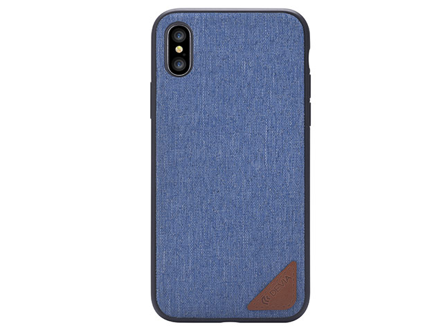 Чехол Devia Acme case для Apple iPhone X (синий, матерчатый)