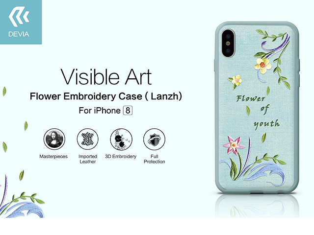 Чехол Devia Flower Embroidery для Apple iPhone X (Lanzh, кожаный)