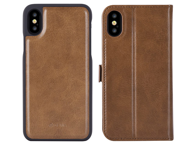 Чехол Devia Magic 2-in-1 Leather case для Apple iPhone X (коричневый, кожаный)