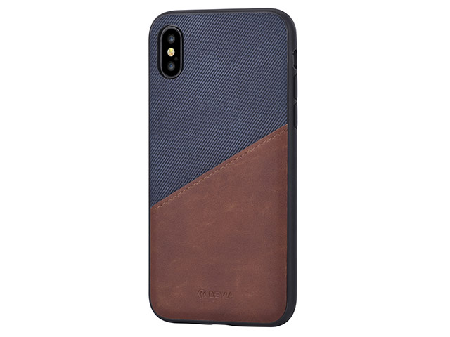 Чехол Devia iWallet case для Apple iPhone X (синий, кожаный)