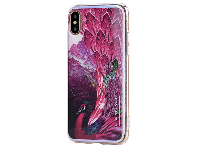 Чехол Vouni Mirror Flower для Apple iPhone X (красный, гелевый)
