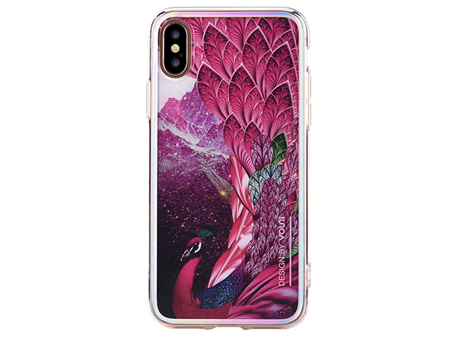 Чехол Vouni Mirror Flower для Apple iPhone X (красный, гелевый)