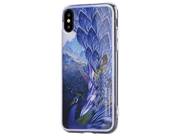 Чехол Vouni Mirror Flower для Apple iPhone X (синий, гелевый)