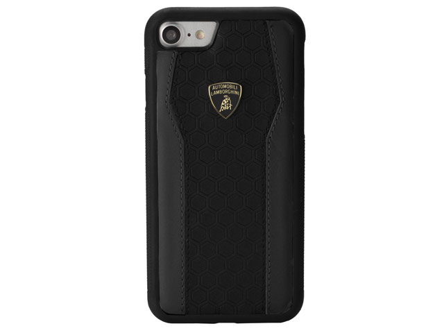 Чехол Lamborghini Huracan D8 для Apple iPhone 8 (черный, кожаный)