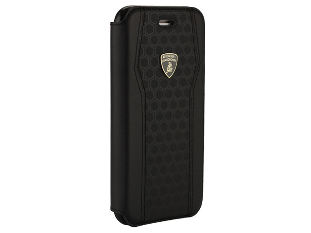 Чехол Lamborghini Huracan D8 Flip для Apple iPhone 8 (черный, кожаный)