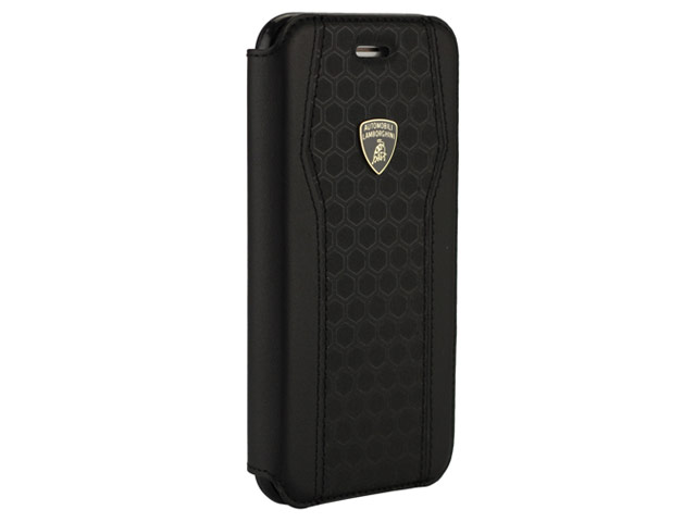 Чехол Lamborghini Huracan D8 Flip для Apple iPhone 8 plus (черный, кожаный)