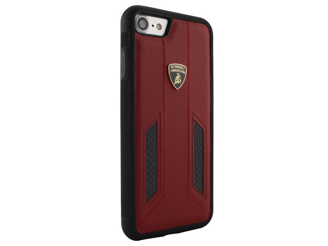 Чехол Lamborghini Huracan D6 для Apple iPhone 8 (красный, кожаный)