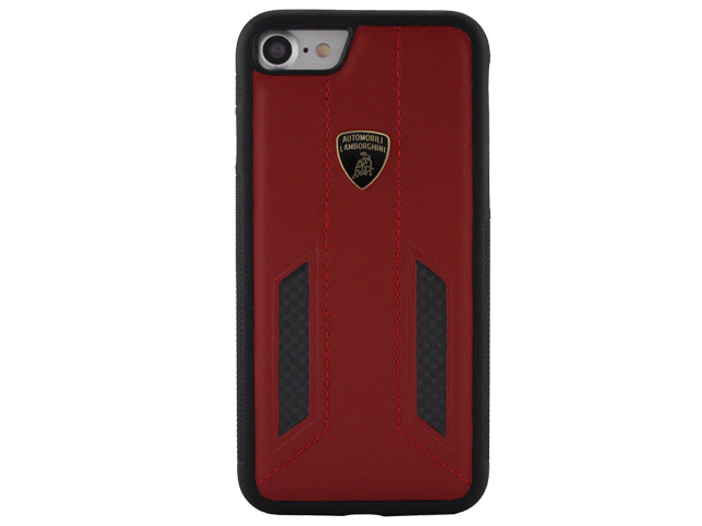 Чехол Lamborghini Huracan D6 для Apple iPhone 8 (красный, кожаный)