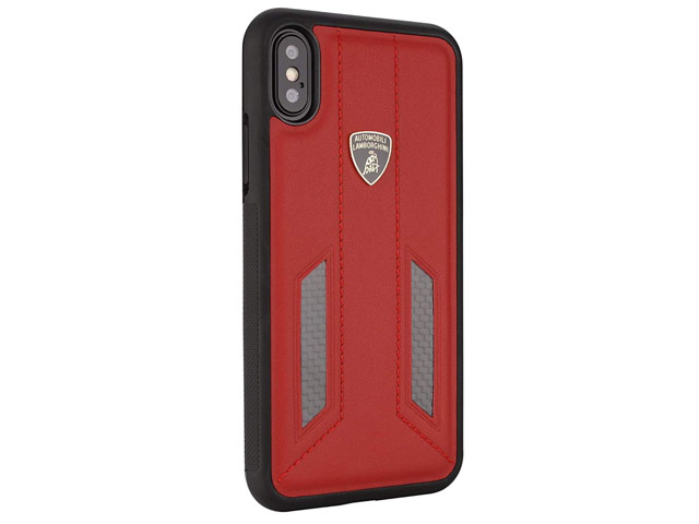 Чехол Lamborghini Huracan D6 для Apple iPhone X (красный, кожаный)