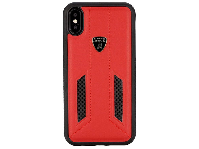 Чехол Lamborghini Huracan D6 для Apple iPhone X (красный, кожаный)