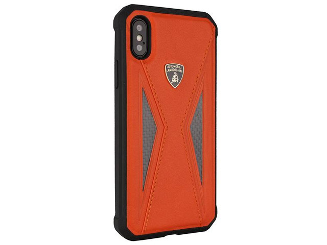 Чехол Lamborghini Aventador D8 для Apple iPhone X (оранжевый, кожаный)