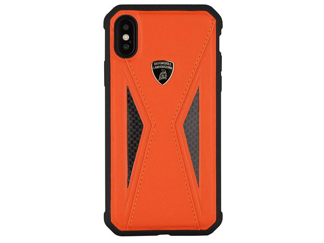 Чехол Lamborghini Aventador D8 для Apple iPhone X (оранжевый, кожаный)