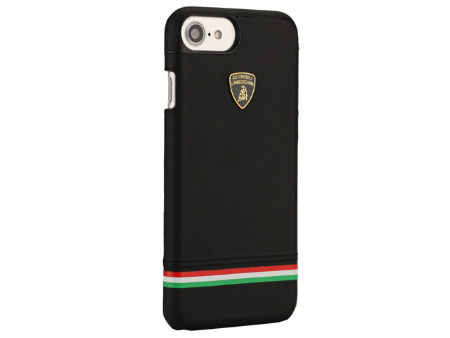 Чехол Lamborghini Tricolor D8 для Apple iPhone 8 (черный, кожаный)