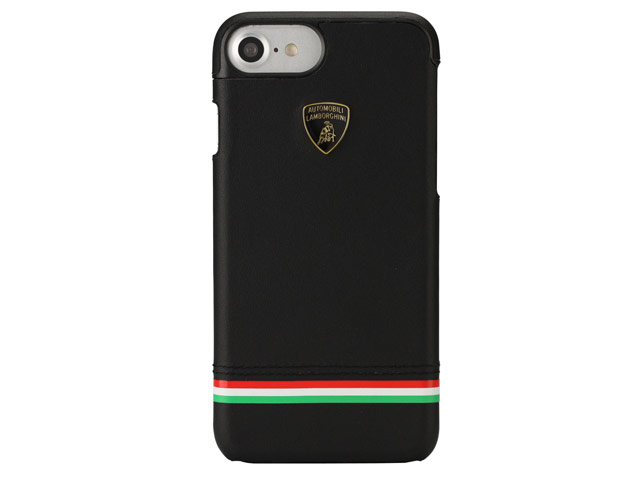 Чехол Lamborghini Tricolor D8 для Apple iPhone 8 (черный, кожаный)