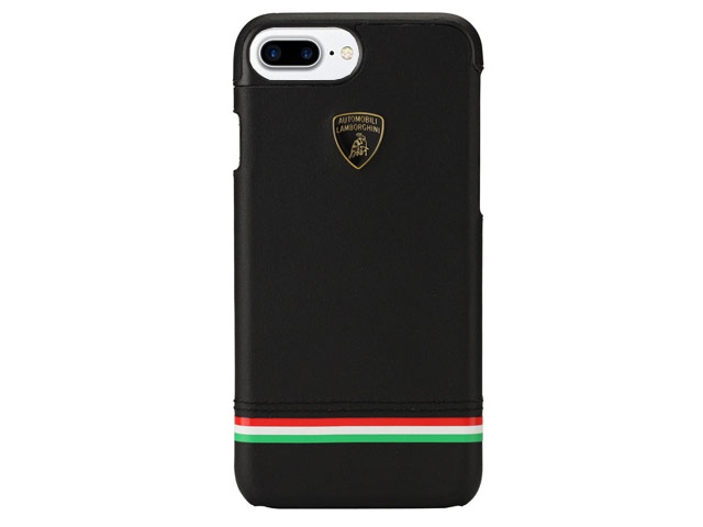 Чехол Lamborghini Tricolor D8 для Apple iPhone 8 plus (черный, кожаный)