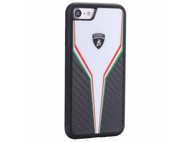 Чехол Lamborghini Scuderia D2 для Apple iPhone 8 (черный/белый, карбон)