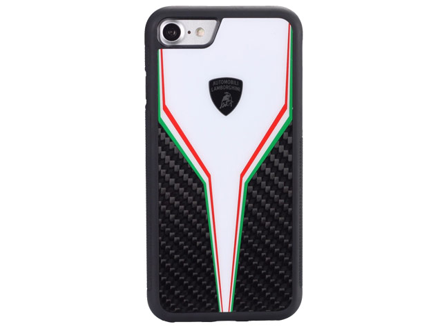 Чехол Lamborghini Scuderia D2 для Apple iPhone 8 (черный/белый, карбон)