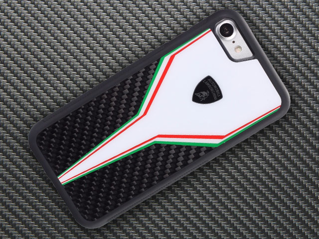 Чехол Lamborghini Scuderia D2 для Apple iPhone 8 (черный/белый, карбон)