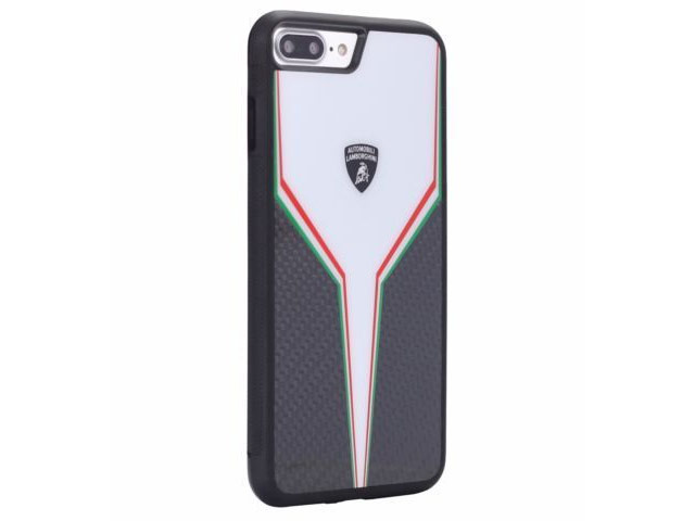 Чехол Lamborghini Scuderia D2 для Apple iPhone 8 plus (черный/белый, карбон)