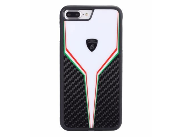 Чехол Lamborghini Scuderia D2 для Apple iPhone 8 plus (черный/белый, карбон)