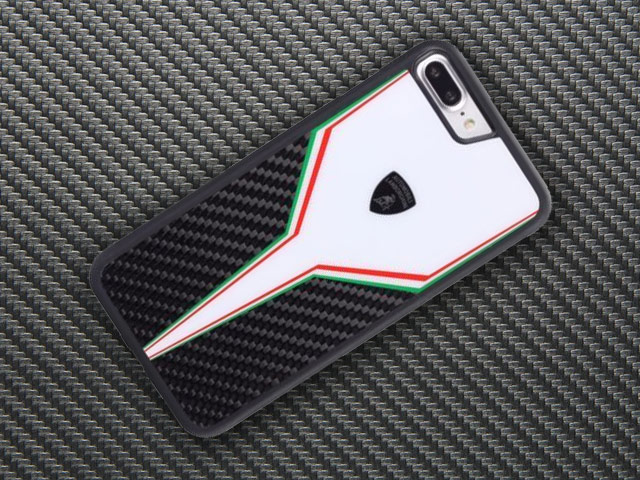 Чехол Lamborghini Scuderia D2 для Apple iPhone 8 plus (черный/белый, карбон)